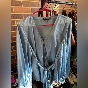 INC Baby Blue Blouse Size Large